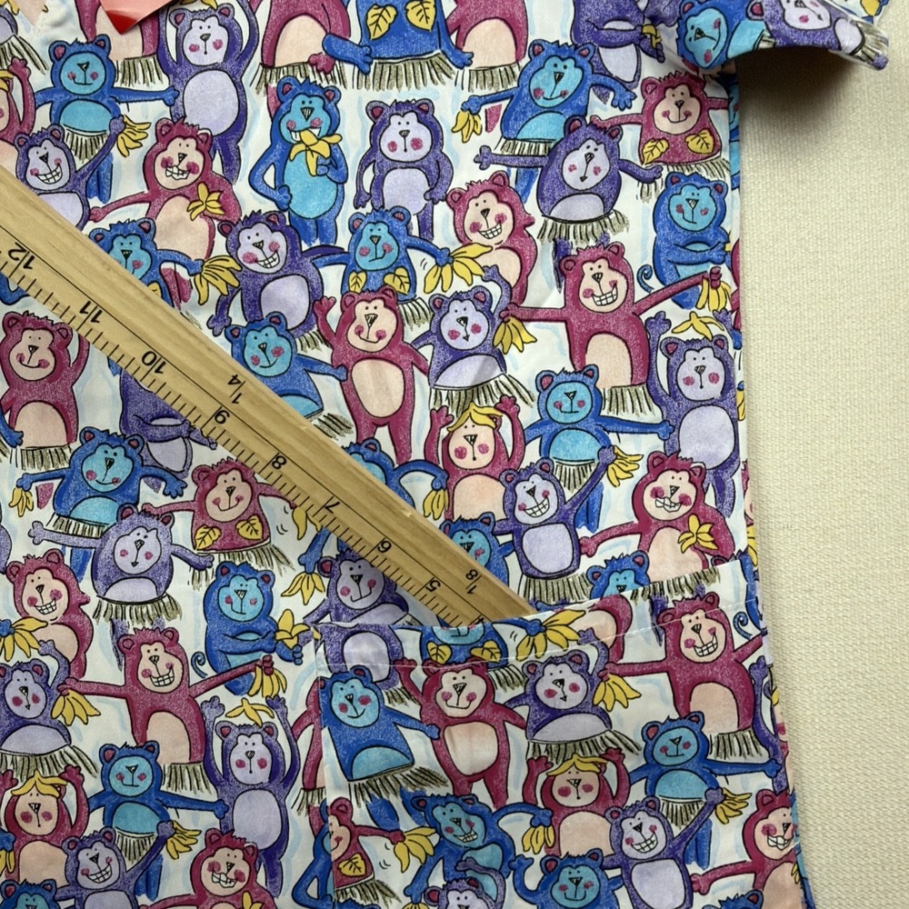 New Dagacci U.S.A. Scrub Top Shirt Uniform Monkey Size‎ L NWT Multi Color - Picture 8 of 10